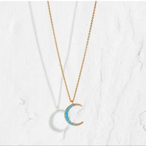 Gold plated turquoise moon necklace